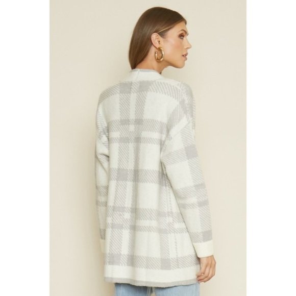 DAYDREAM PLAID POCKETED KNIT CARDIGAN BOUTIQUE - Picture 5 of 5